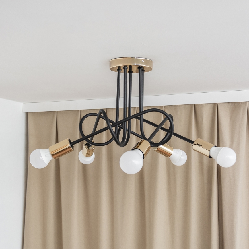 Opbouwkroonluchter OXFORD 5xE27/15W/230V goud/zwart