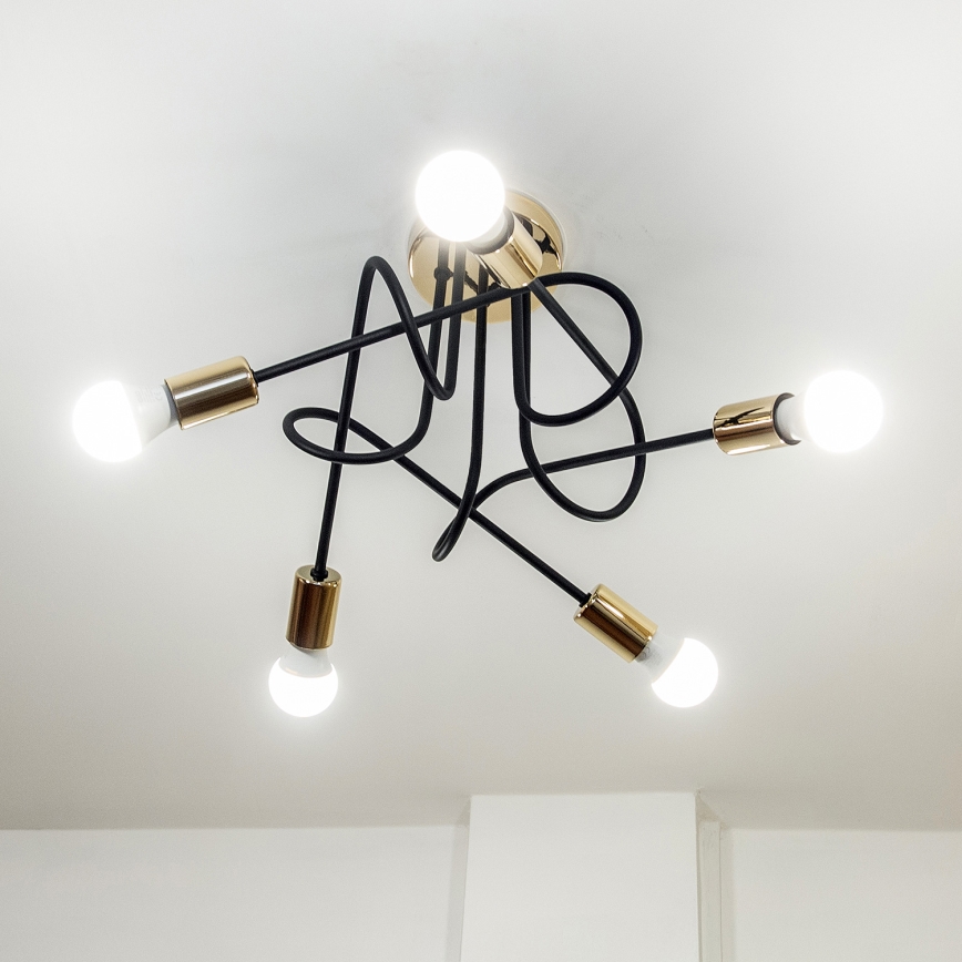 Opbouwkroonluchter OXFORD 5xE27/15W/230V goud/zwart