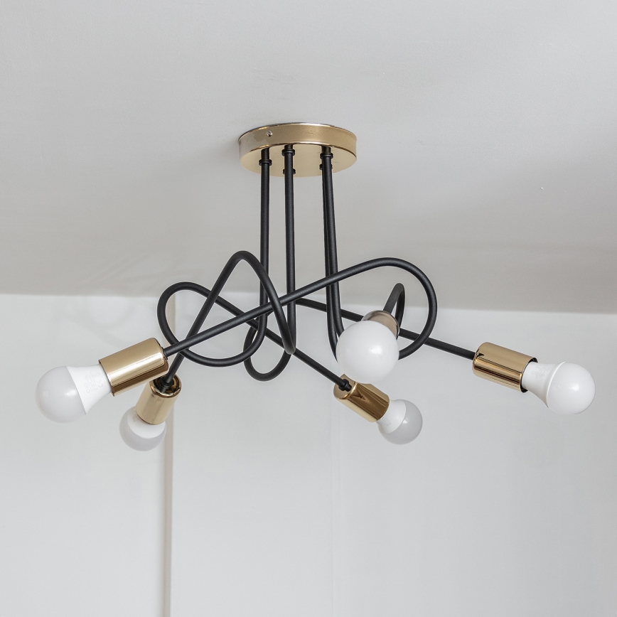 Opbouwkroonluchter OXFORD 5xE27/15W/230V goud/zwart