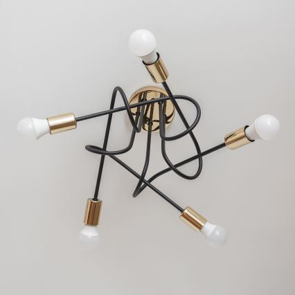 Opbouwkroonluchter OXFORD 5xE27/15W/230V goud/zwart