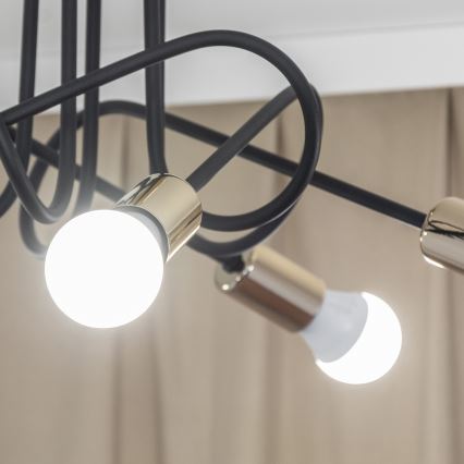 Opbouwkroonluchter OXFORD 5xE27/15W/230V goud/zwart