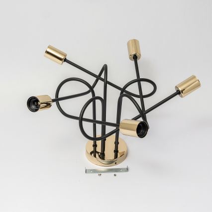 Opbouwkroonluchter OXFORD 5xE27/15W/230V goud/zwart