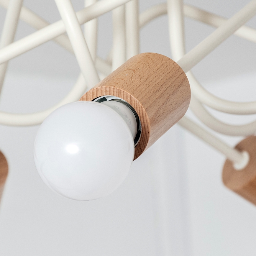 Opbouwkroonluchter OXFORD 5xE27/15W/230V grenen/crème