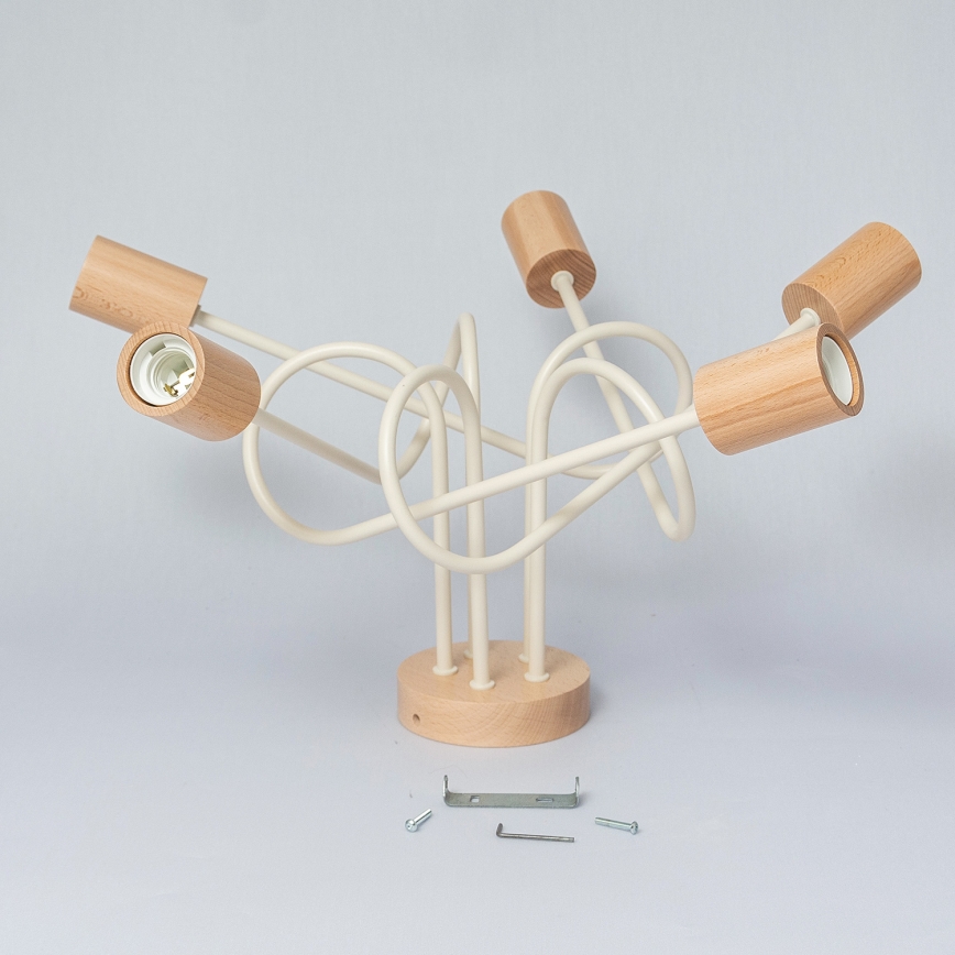 Opbouwkroonluchter OXFORD 5xE27/15W/230V grenen/crème