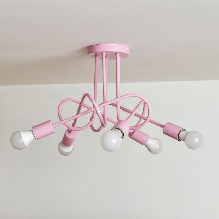 Opbouwkroonluchter OXFORD 5xE27/15W/230V roze