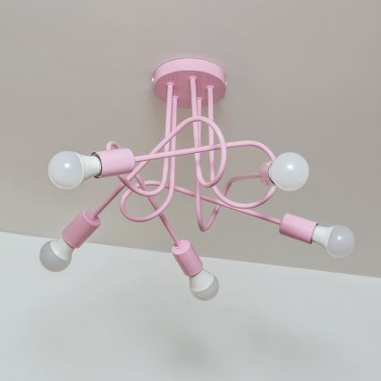 Opbouwkroonluchter OXFORD 5xE27/15W/230V roze