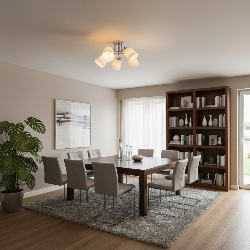 Opbouwkroonluchter PAFOS 5x E27/15W/230V glanzend chroom