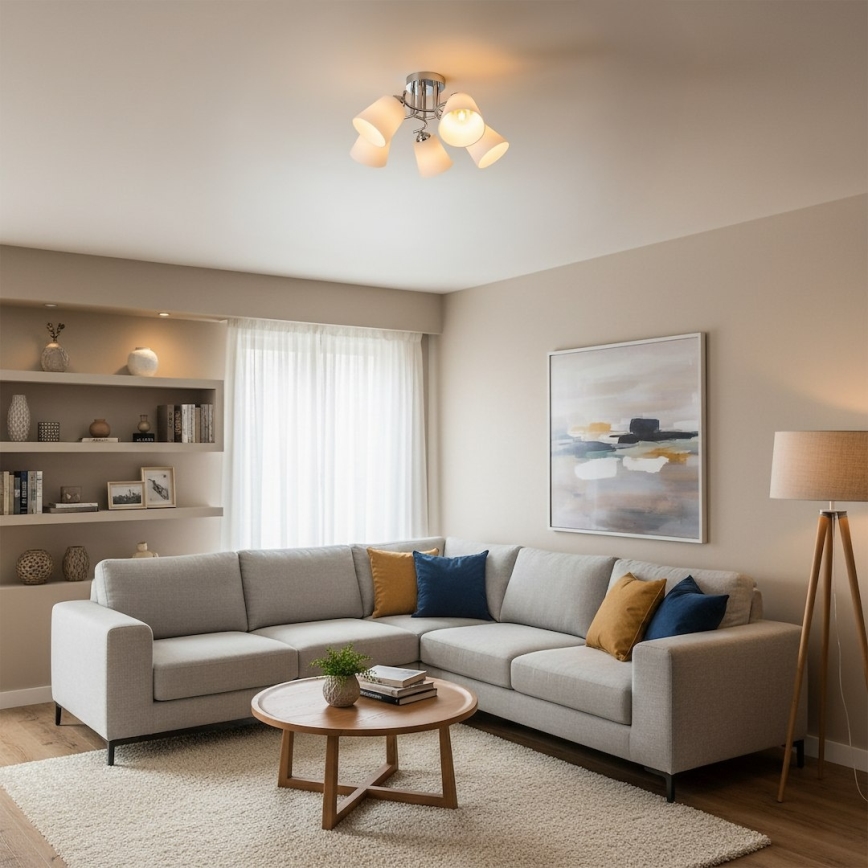 Opbouwkroonluchter PAFOS 5x E27/15W/230V glanzend chroom