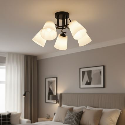 Opbouwkroonluchter PAFOS 5xE27/15W/230V zwart