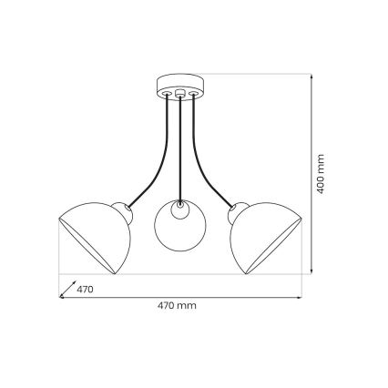 Opbouwkroonluchter QUEEN 3xE27/15W/230V zwart