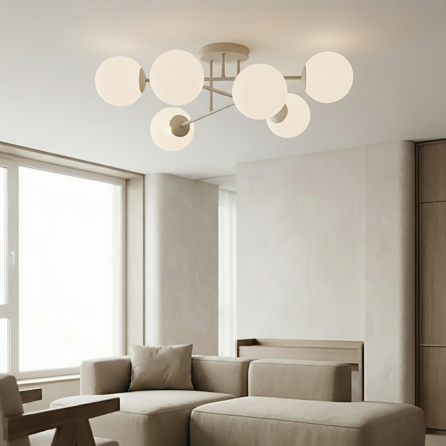 Opbouwkroonluchter ROMA 6xE14/10W/230V, beige