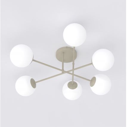 Opbouwkroonluchter ROMA 6xE14/10W/230V, beige