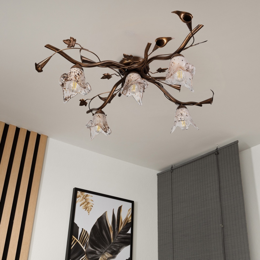 Opbouwkroonluchter ROZETA 5xE14/40W/230V brons