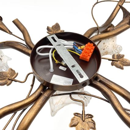 Opbouwkroonluchter ROZETA 5xE14/40W/230V brons