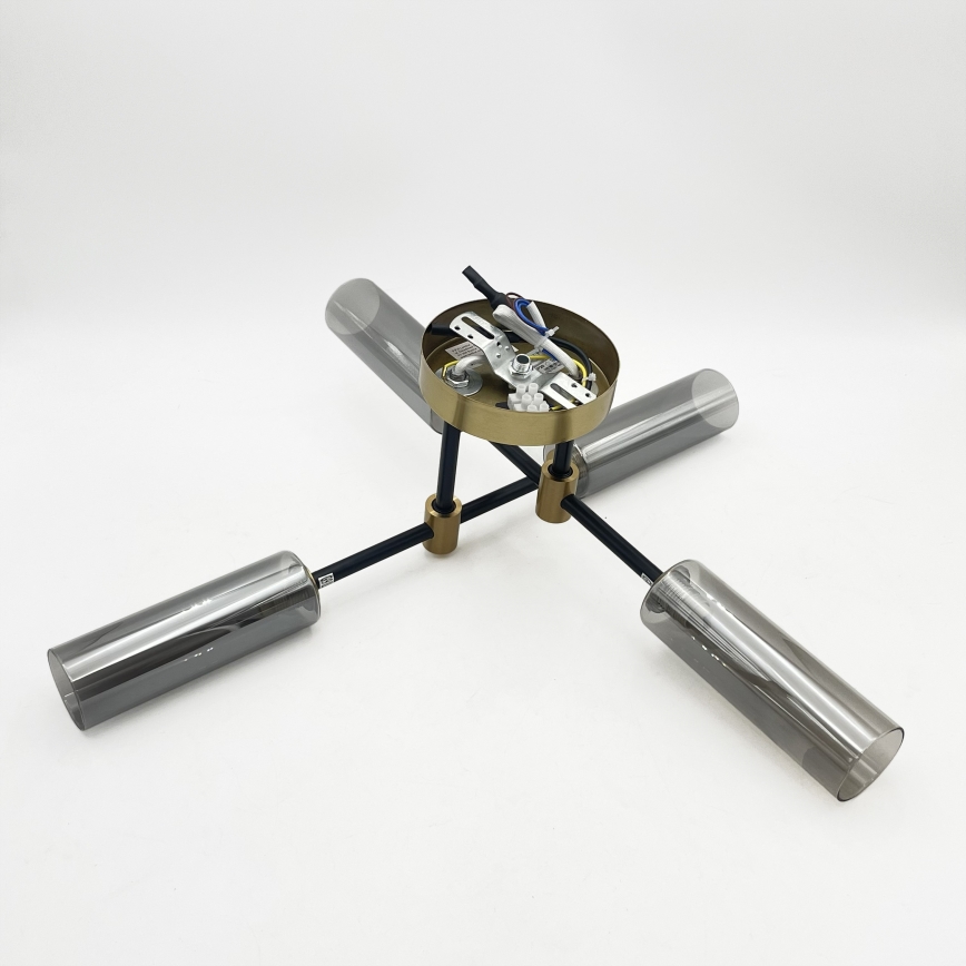Opbouwkroonluchter TESSA 4xG9/8W/230V messing/rookzwart