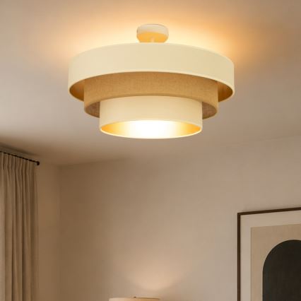 Opbouwkroonluchter WENTA 1xE27/60W/230V Ø 50 cm beige/goud