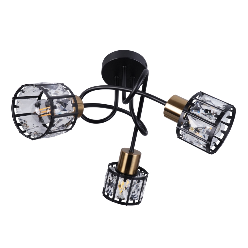 Opbouwkroonluchter ZAHARA 3xE27/10W/230V zwart