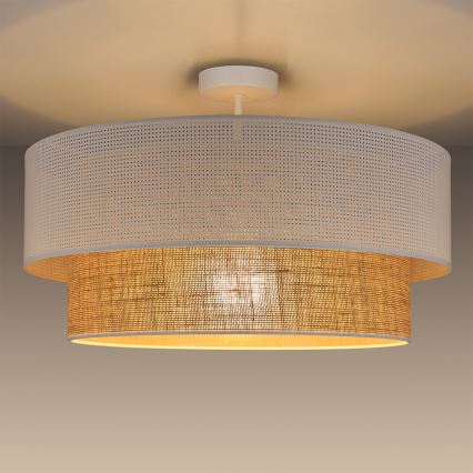 Opbouwlamp BORHO 1xE27/60W/230V Ø 40 cm wit/jute