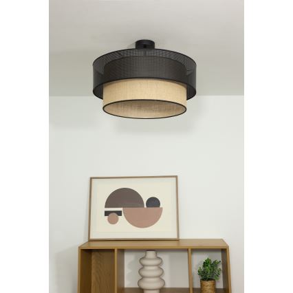 Opbouwlamp BORHO 1xE27/60W/230V Ø 50 cm zwart/jute