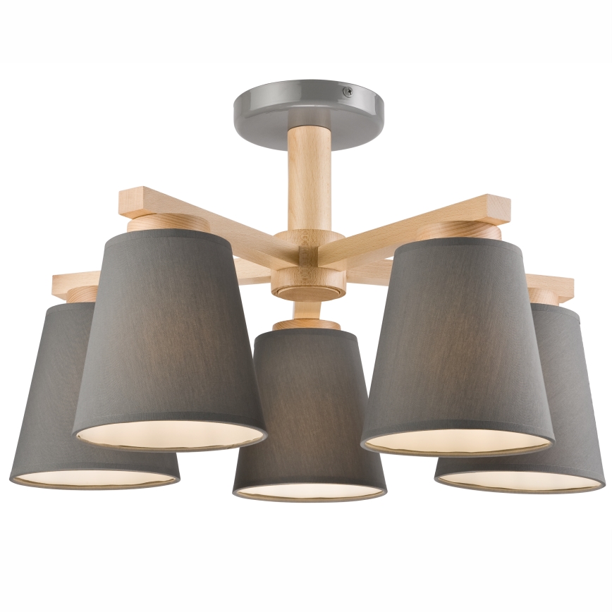 Opbouwlamp ELLIE 5xE27/60W/230V grijs/beuk