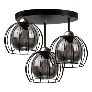 Opbouwlamp SOLO BLACK 3xE27/60W/230V Ø 30 cm zwart/goud