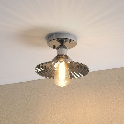 Opbouwlamp TRISH 1xE27/15W/230V glanzend chroom/rookzwart