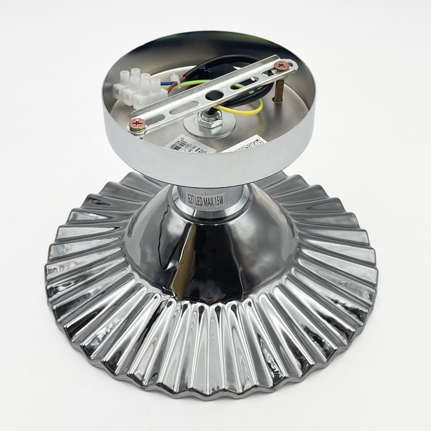 Opbouwlamp TRISH 1xE27/15W/230V glanzend chroom/rookzwart