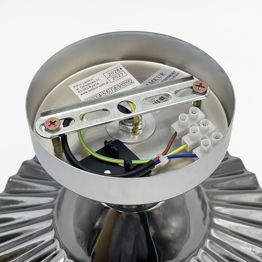 Opbouwlamp TRISH 1xE27/15W/230V glanzend chroom/rookzwart