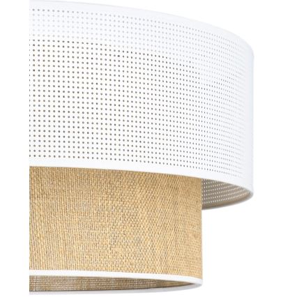 Opbouwplafondlamp BORHO 1xE27/60W/230V, Ø 50 cm, wit/jute