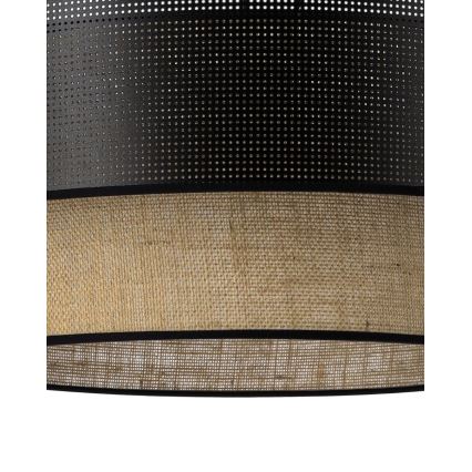 Opbouwplafondlamp BORHO 1xE27/60W/230V Ø40 cm zwart/jute