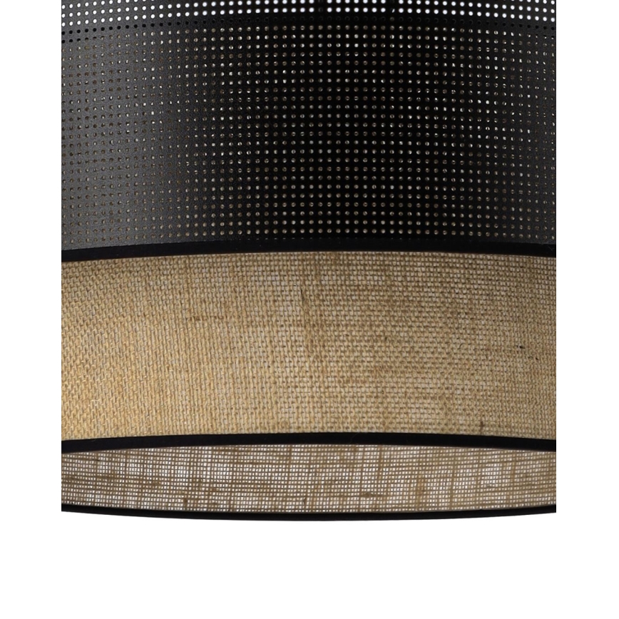 Opbouwplafondlamp BORHO 1xE27/60W/230V Ø40 cm zwart/jute