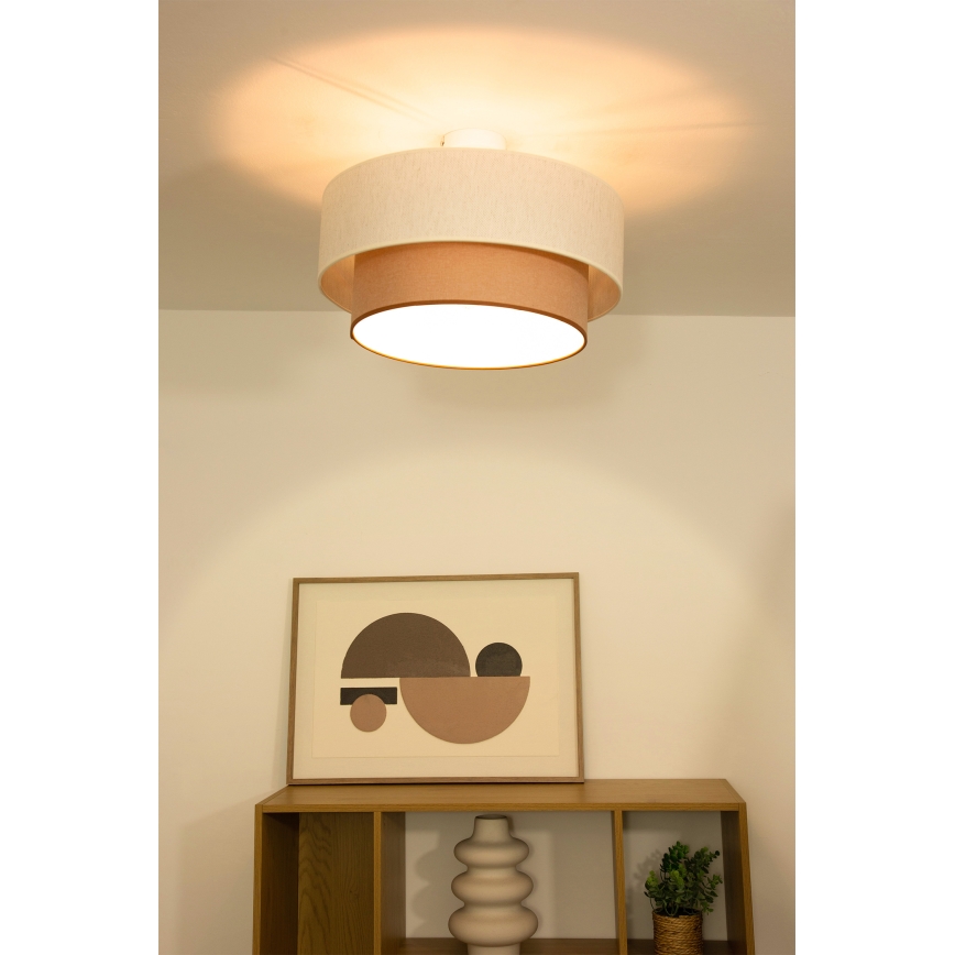 Opbouwplafondlamp NATIA 1xE27/60W/230V Ø45 cm wit/bruin