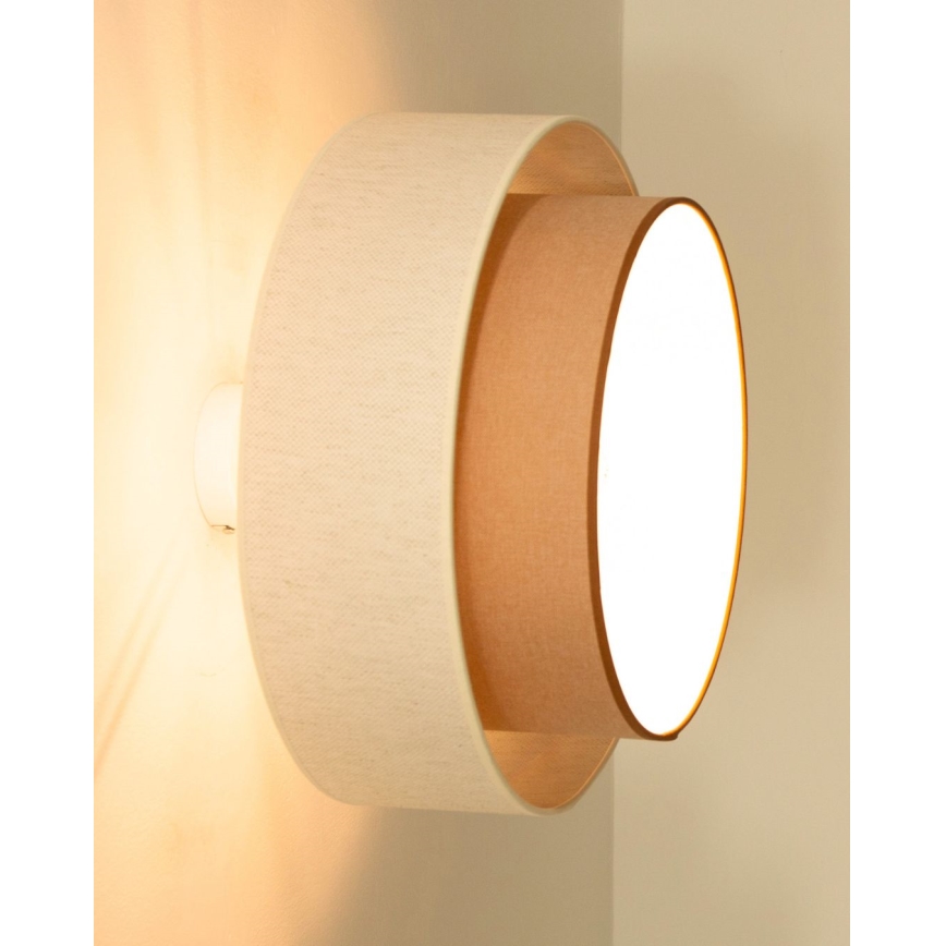 Opbouwplafondlamp NATIA 1xE27/60W/230V Ø45 cm wit/bruin