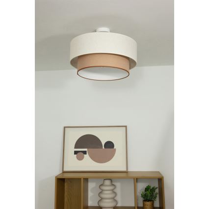 Opbouwplafondlamp NATIA 1xE27/60W/230V Ø45 cm wit/bruin