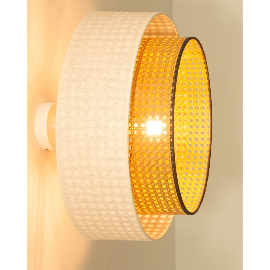 Opbouwplafondlamp NATIA 1xE27/60W/230V Ø45 cm wit/bruin