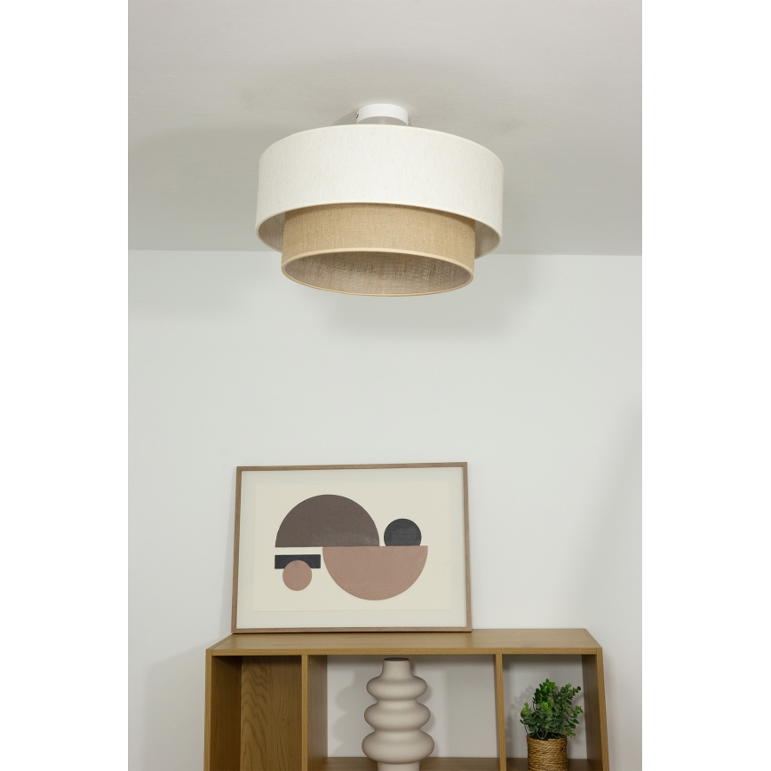 Opbouwplafondlamp NATIA 1×E27, 60 W, 230 V, Ø 45 cm, wit/bruin