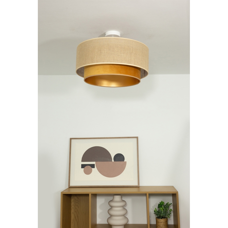 Opbouwplafondlamp SARTA 1xE27/60W/230V Ø 45 cm koper/jute