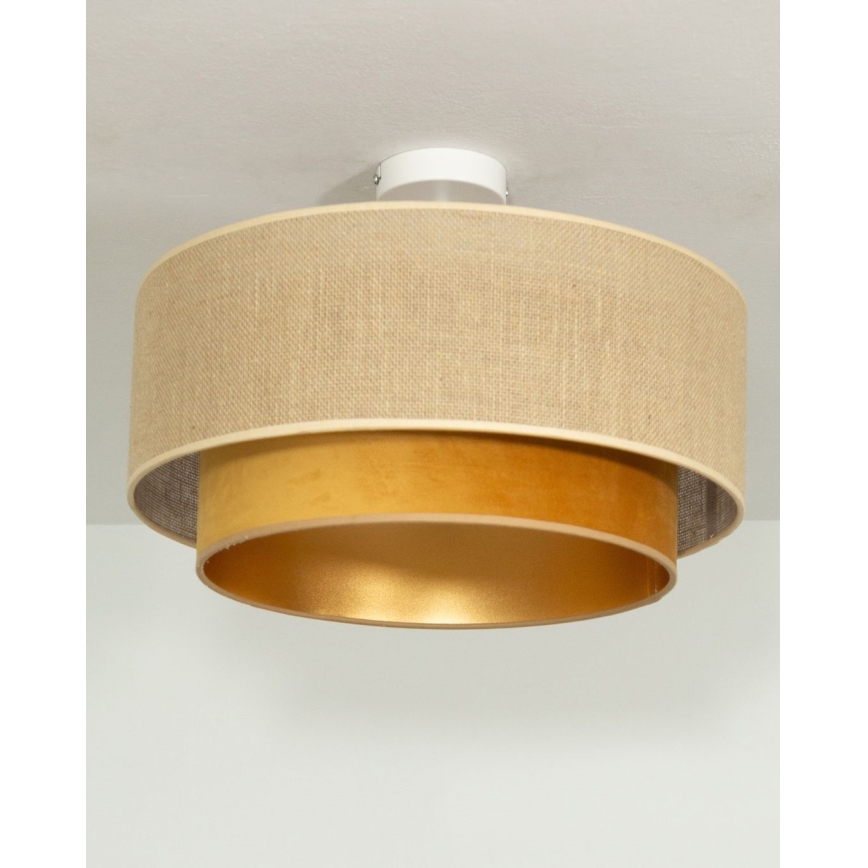 Opbouwplafondlamp SARTA 1xE27/60W/230V Ø 45 cm koper/jute