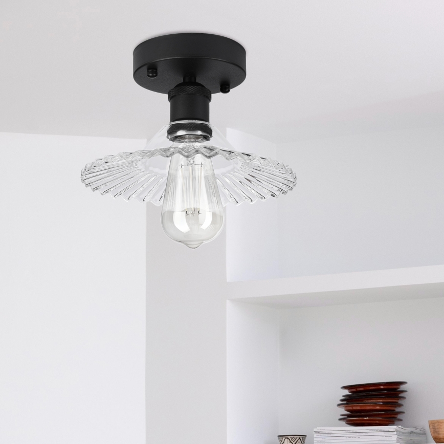 Opbouwplafondlamp TRISH 1xE27/15W/230V zwart/helder