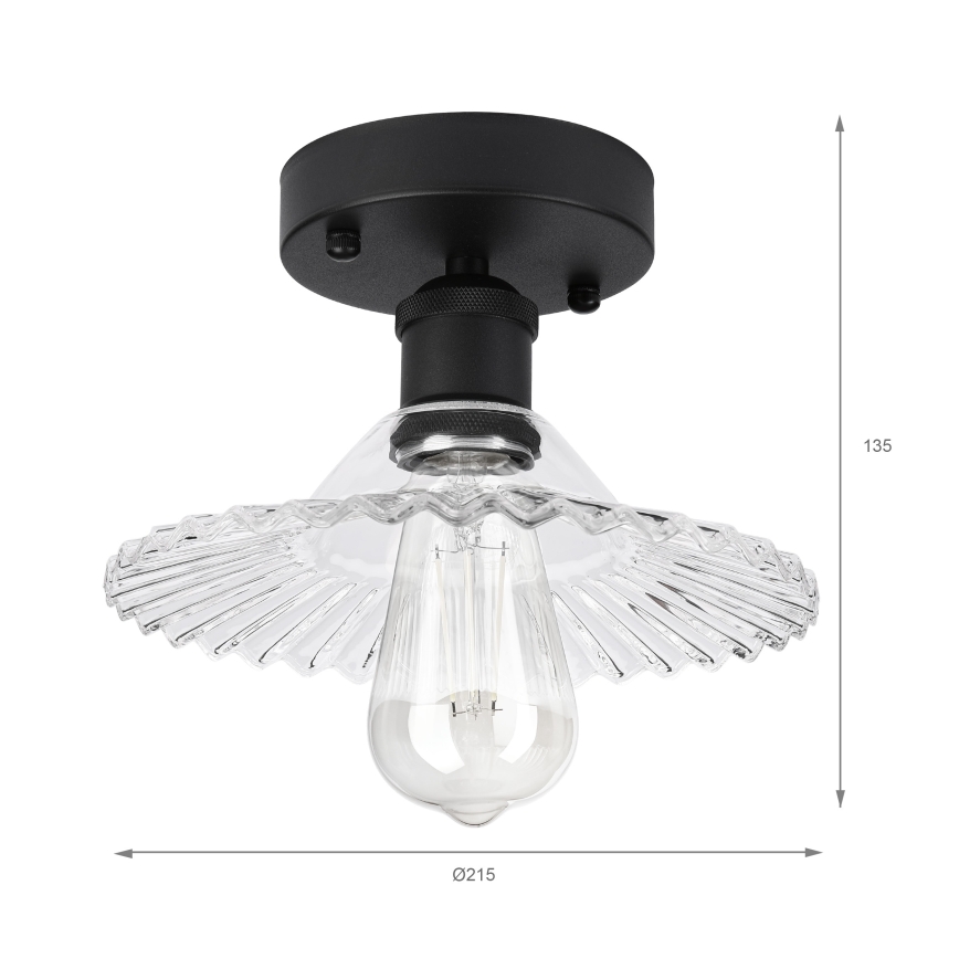 Opbouwplafondlamp TRISH 1xE27/15W/230V zwart/helder