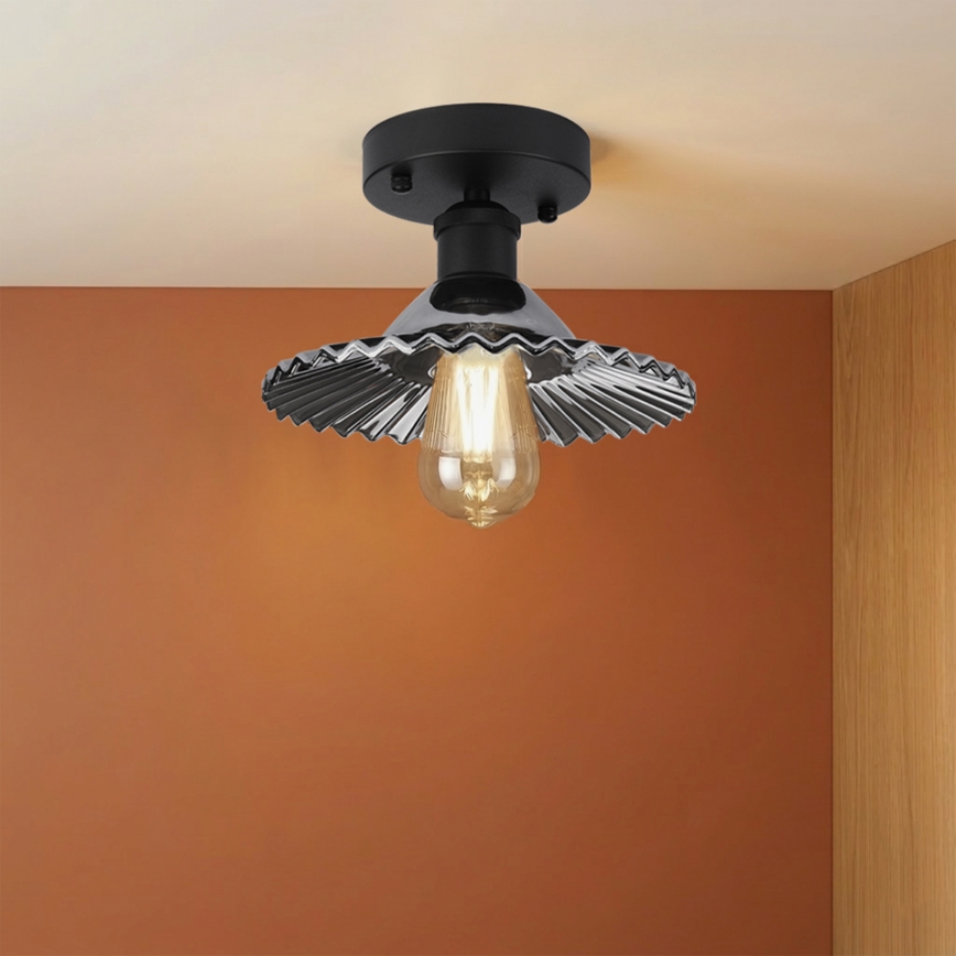 Opbouwplafondlamp TRISH 1xE27/15W/230V zwart/rookzwart