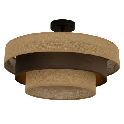 Opbouwplafondlamp WENTA 1xE27/60W/230V Ø 50 cm jute/bruin