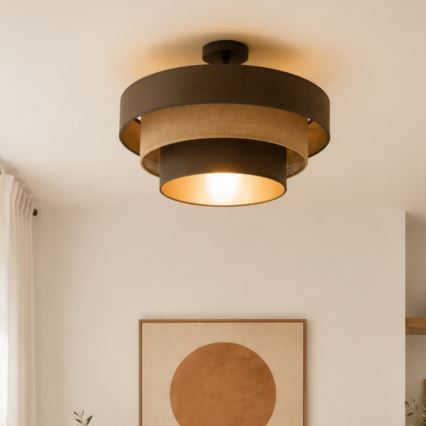 Opbouwplafonnière WENTA 1xE27/60W/230V Ø 50 cm bruin/jute