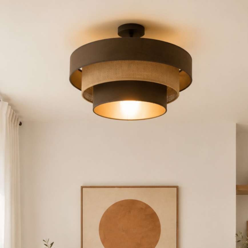 Opbouwplafonnière WENTA 1xE27/60W/230V Ø 50 cm bruin/jute