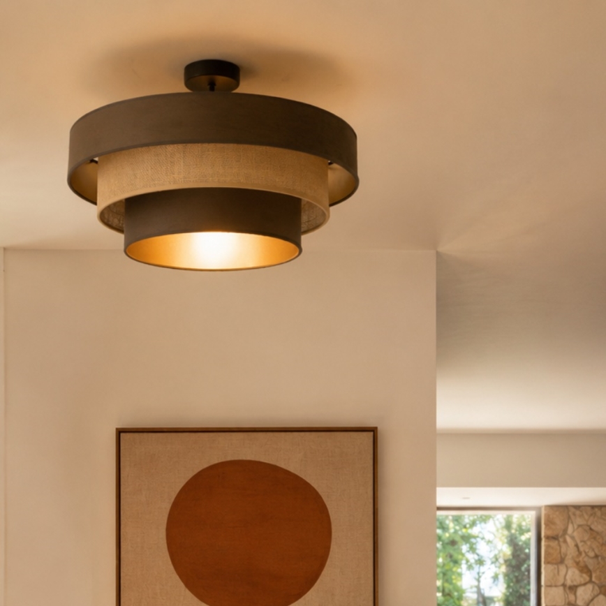 Opbouwplafonnière WENTA 1xE27/60W/230V Ø 50 cm bruin/jute