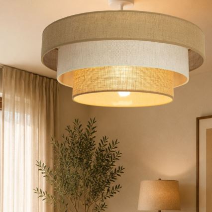Opbouwplafonnière WENTA 1xE27/60W/230V Ø 50 cm jute/crème