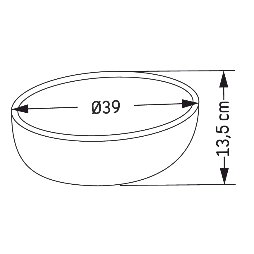 Opbouwwastafel BERGEN Ø 39 cm beton/grijs