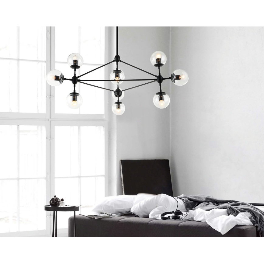 Open Design OR80094 - Kroonluchter op stang BAO 10xE27/8W/230V Ø 90 cm zwart