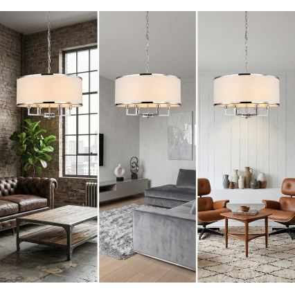 Open Design OR80209 - Kroonluchter aan ketting CASA 3xE14/12W/230V crème/hoogglans chroom