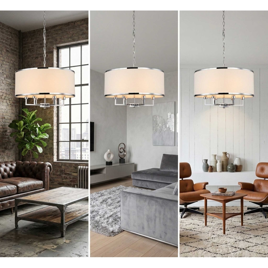 Open Design OR80209 - Kroonluchter aan ketting CASA 3xE14/12W/230V crème/hoogglans chroom